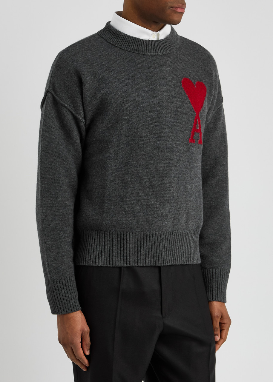 Ami Paris Logo-intarsia Wool Jumper - 2