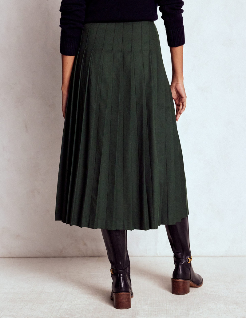 Josephine Kilt Midi Skirt-Hunter Green 4