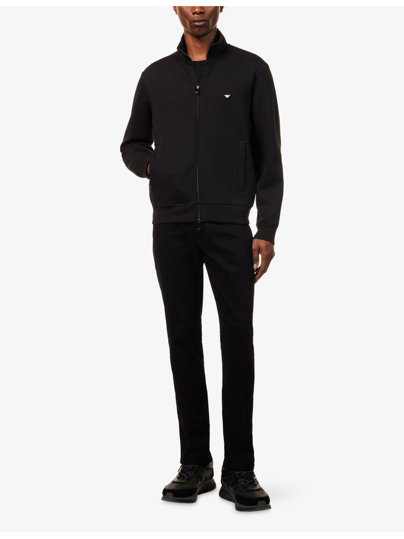 EMPORIO ARMANI Logo-Embroidered Zip-Up Double-Jersey Sweatshirt outlook
