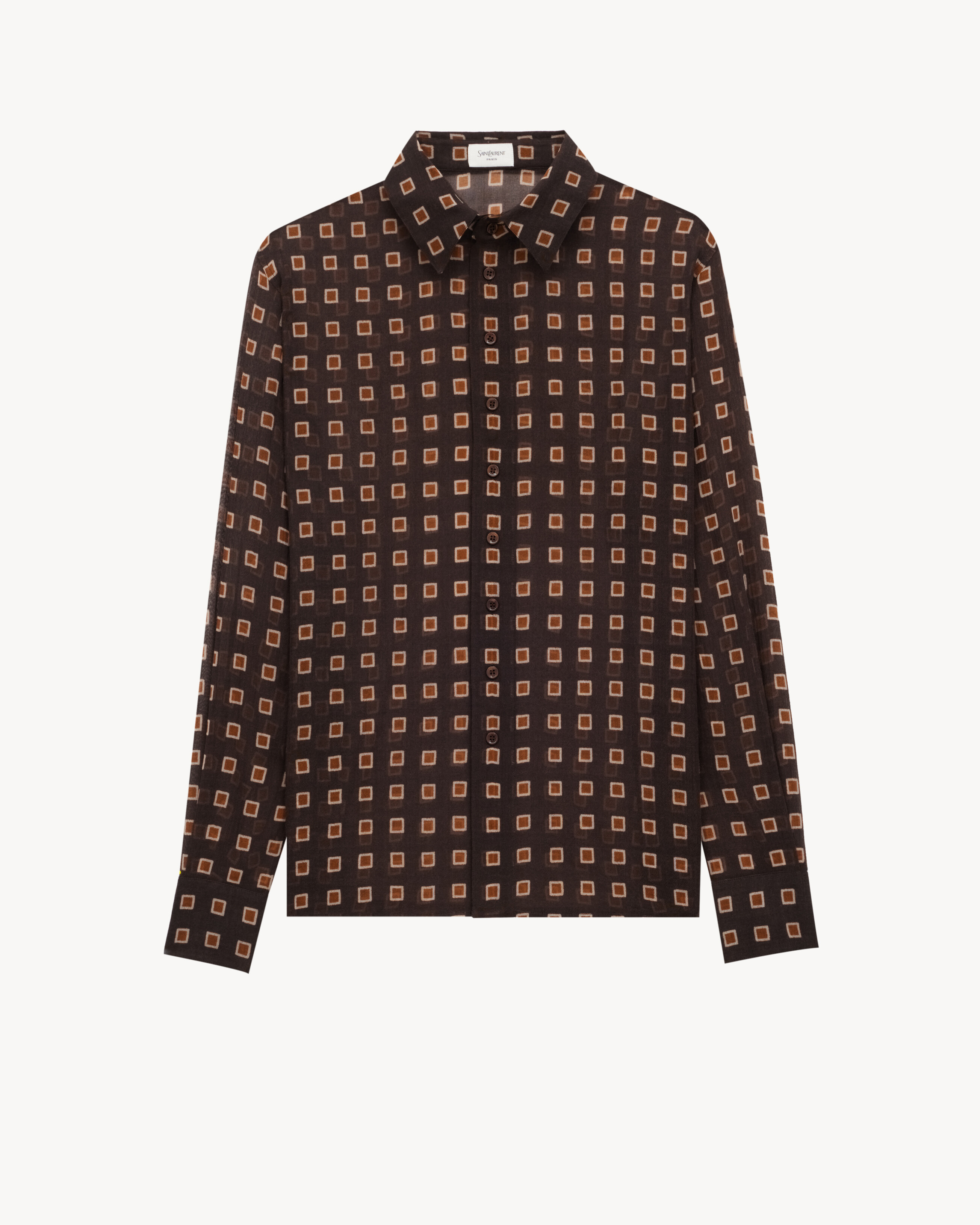 SHIRT IN SQUARED WOOL ETAMINE - 1