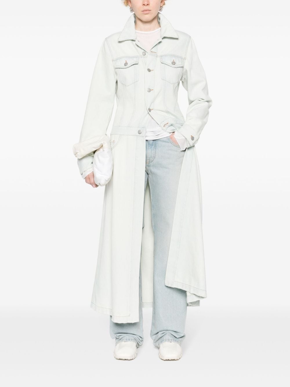 single-stitch denim maxi coat - 2