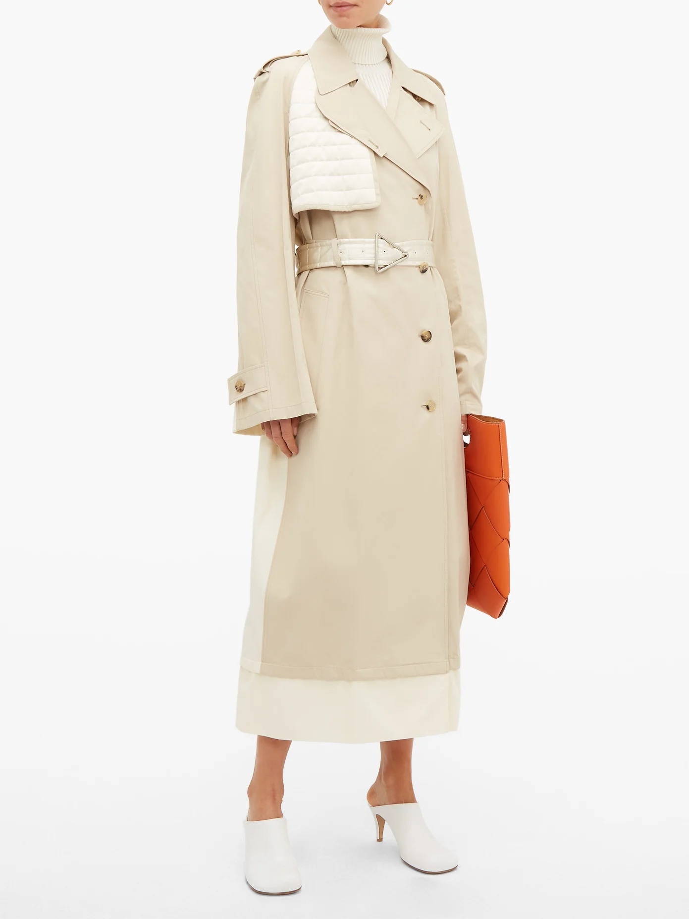 Contrast-panel belted trench coat - 6