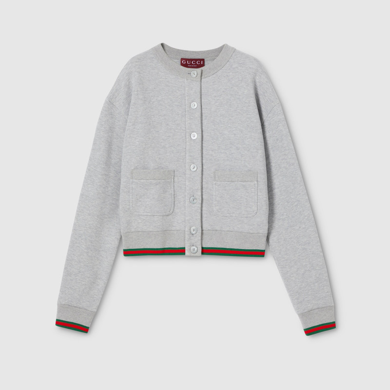 Cotton jersey cardigan with Web 1