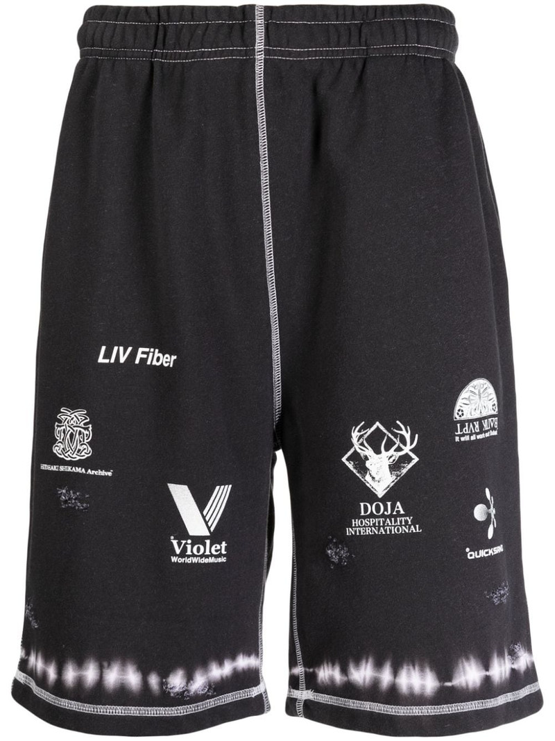graphic-print elasticated-waistband shorts 1