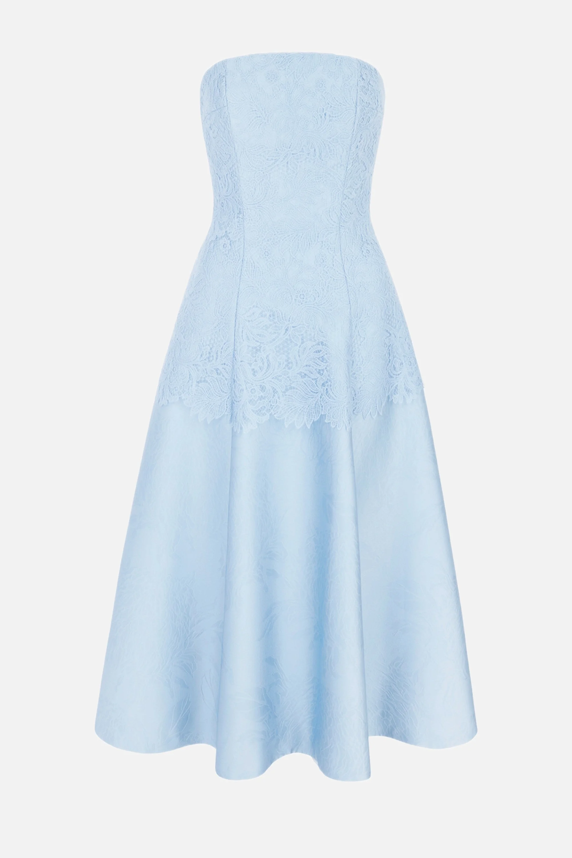Meja Dress in Icy Blue Embossed Cloque - 1