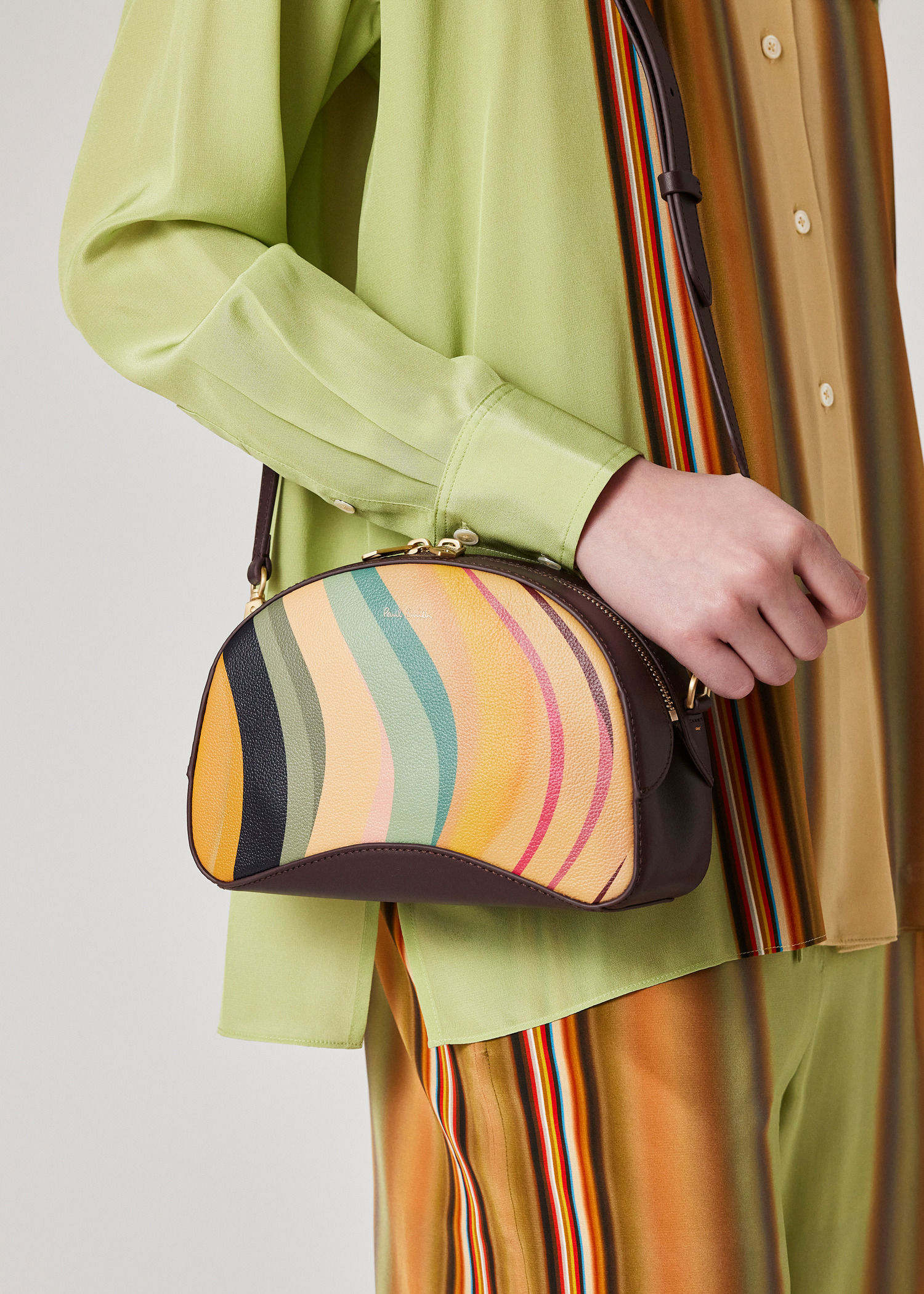 Women's 'Dusky Swirl' Leather Curved Camera Bag - 8