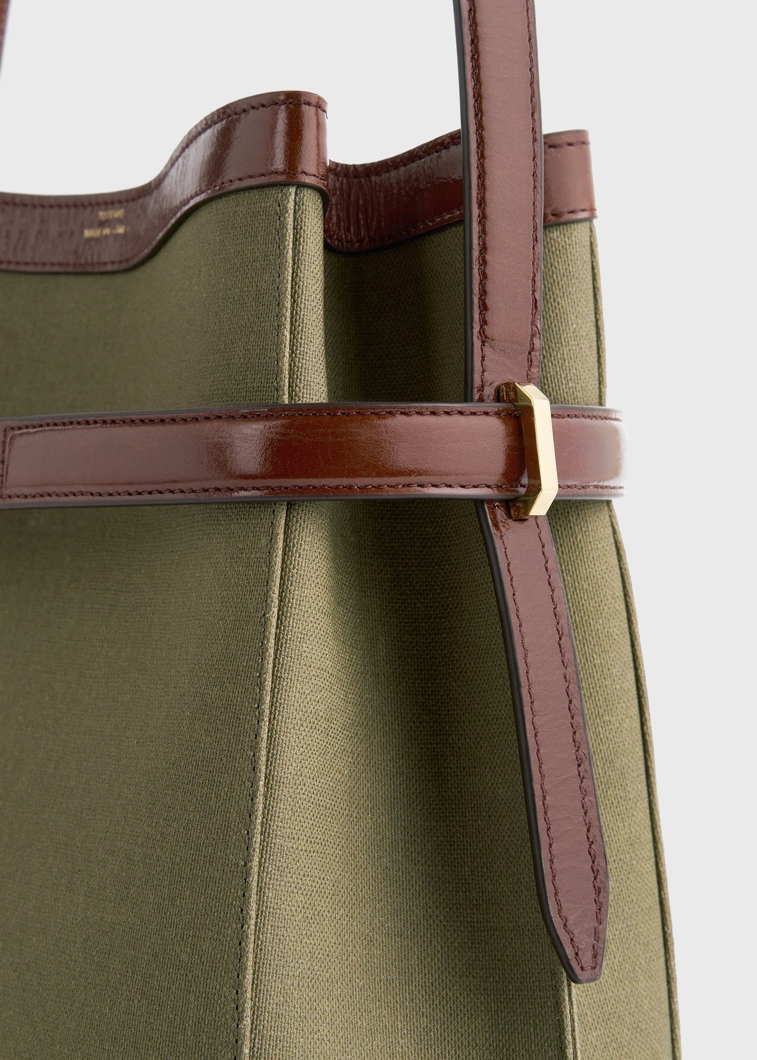 Belted canvas bucket bag khaki green - 6