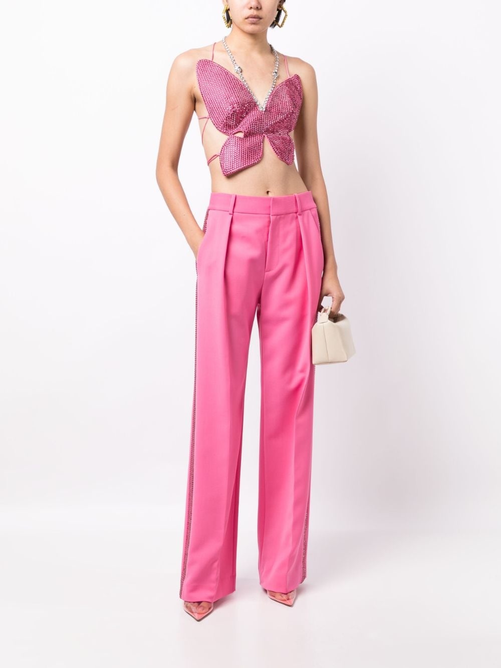 crystal-embellished palazzo trousers - 2