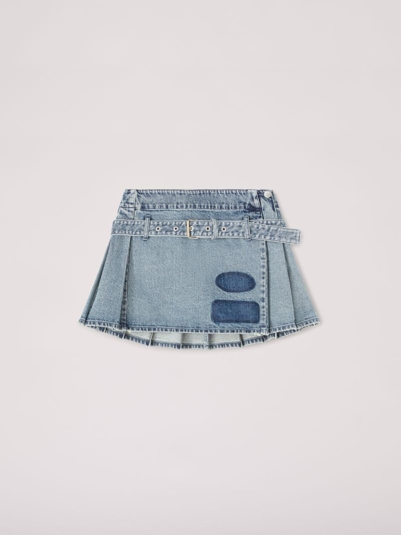 DENIM PLEATS SKIRT - 1