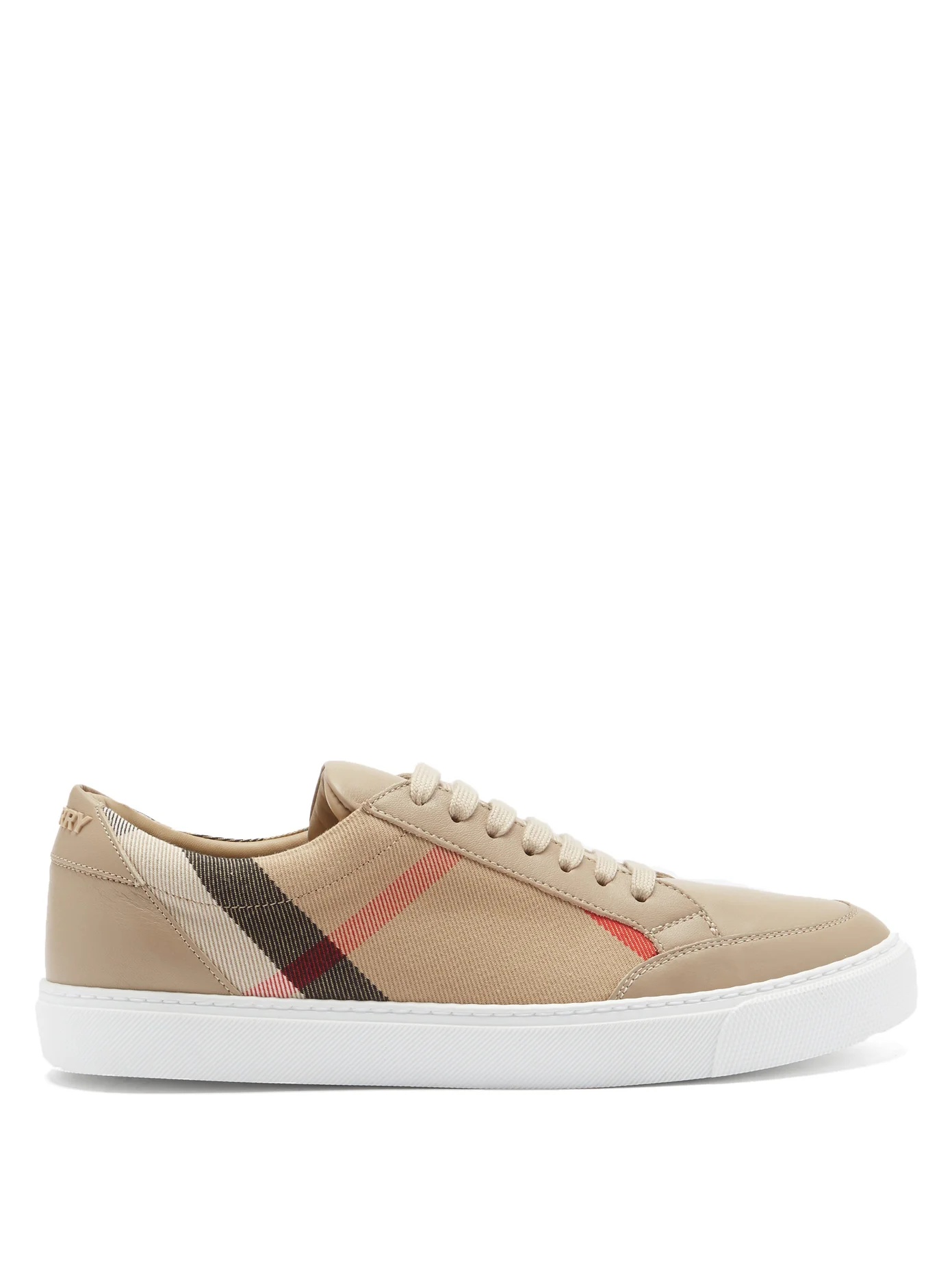 Salmond check-panel leather trainers - 1