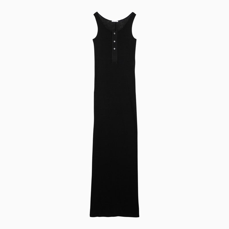 Ami Paris Black Cotton Long Dress With Buttons Women - 1