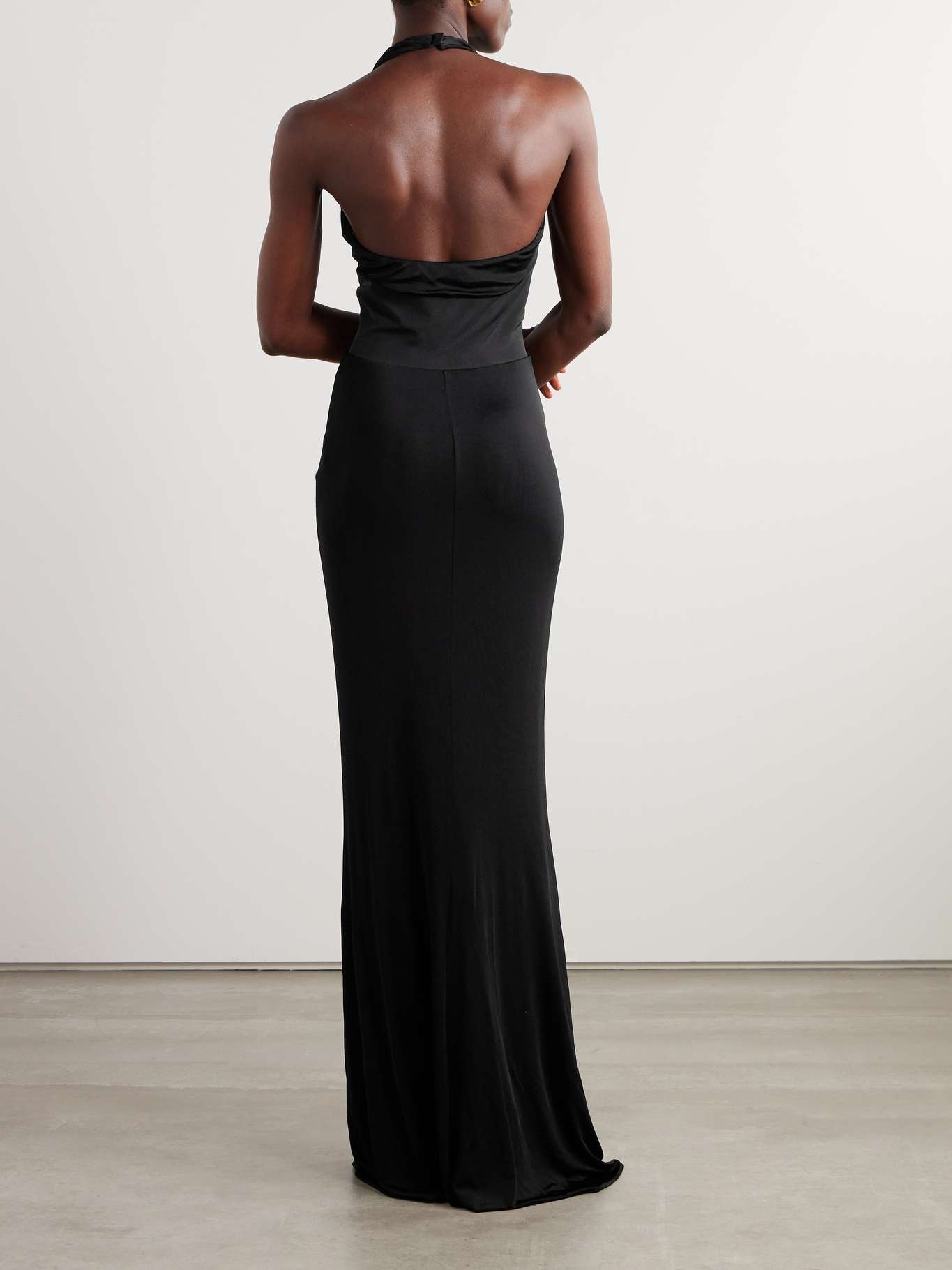 Twist-front chiffon-trimmed jersey gown - 3