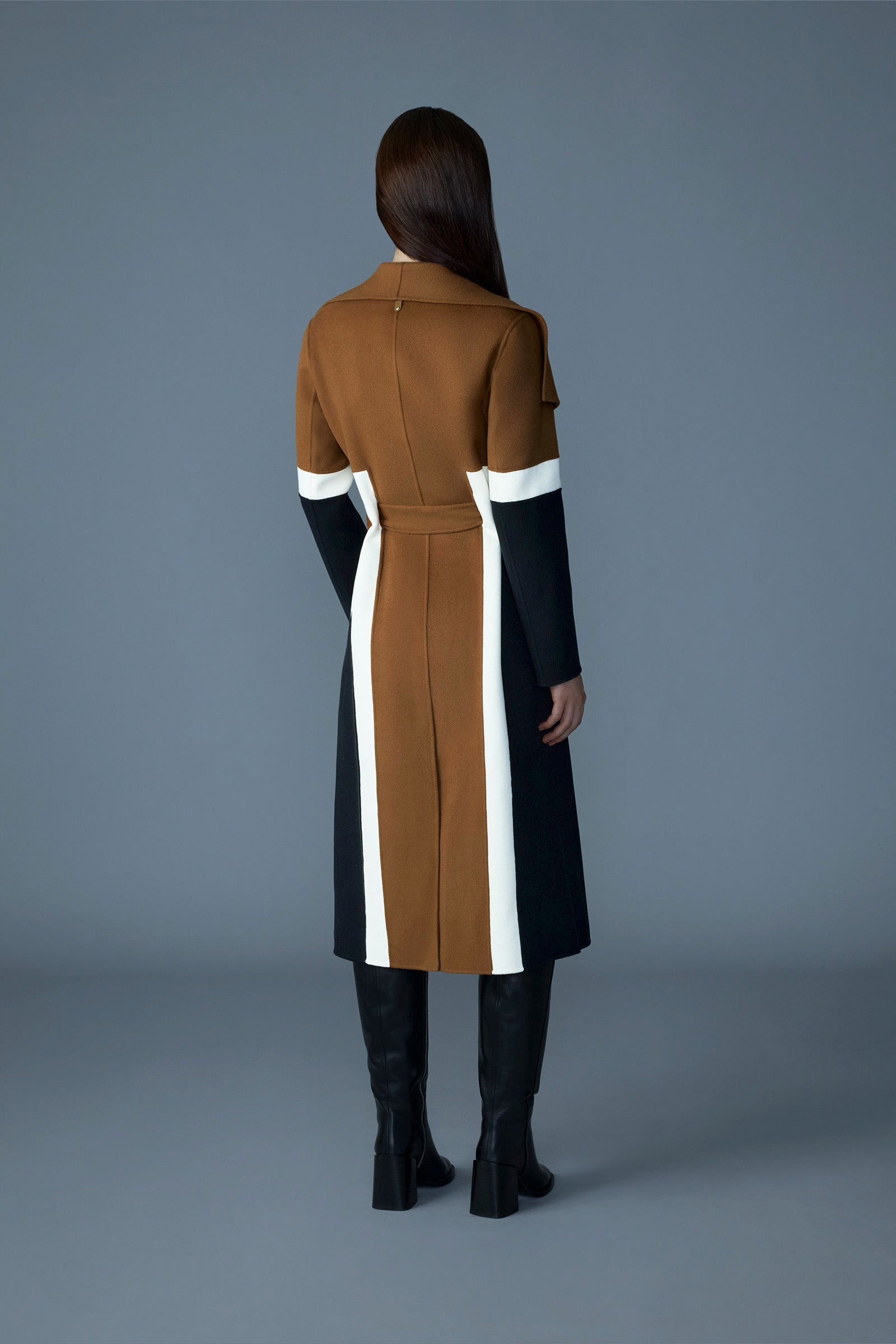 NYRIE Long Wool Coat with Sash Belt - 5