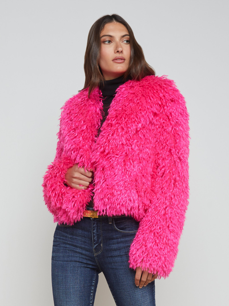L'AGENCE Davy Faux Fur Jacket outlook
