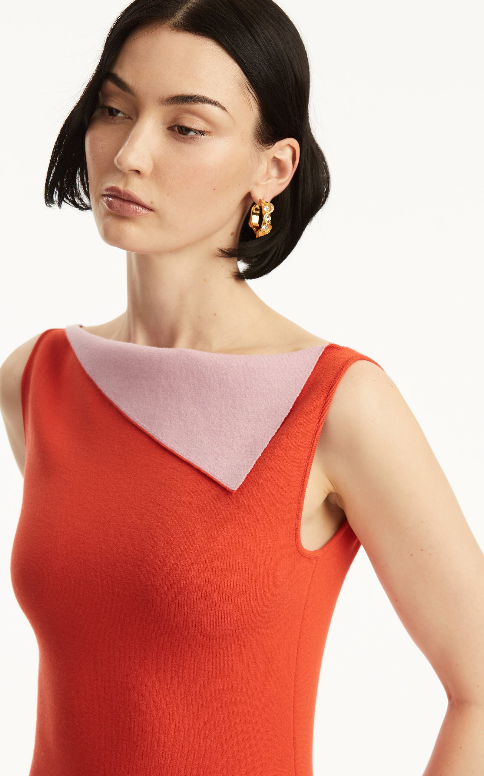 Asymmetric Knit Midi Dress red - 5
