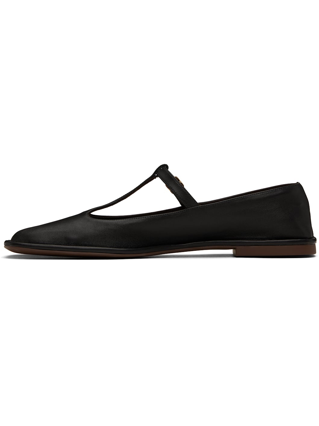 Black Square T-Strap Ballerina Flats - 3