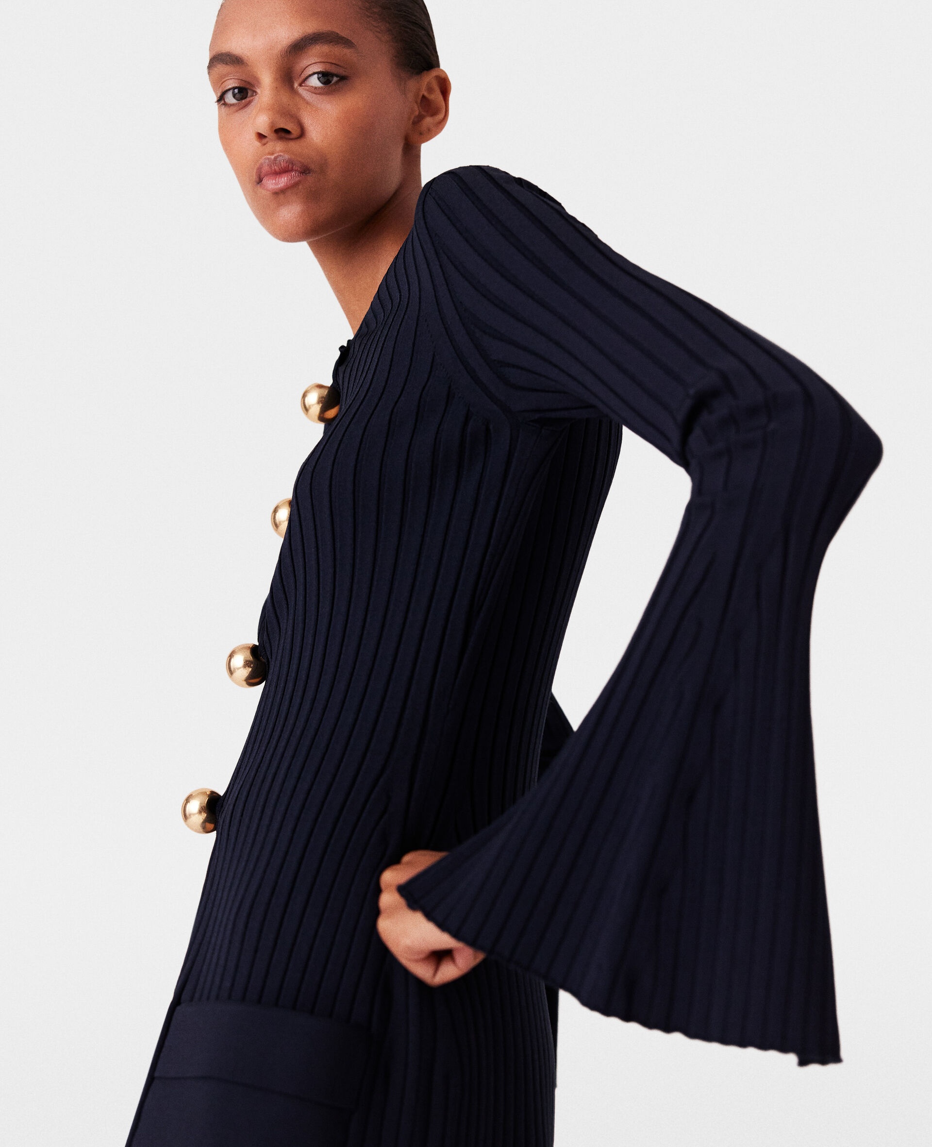 Ribbed Long Sleeve Cardigan - 3