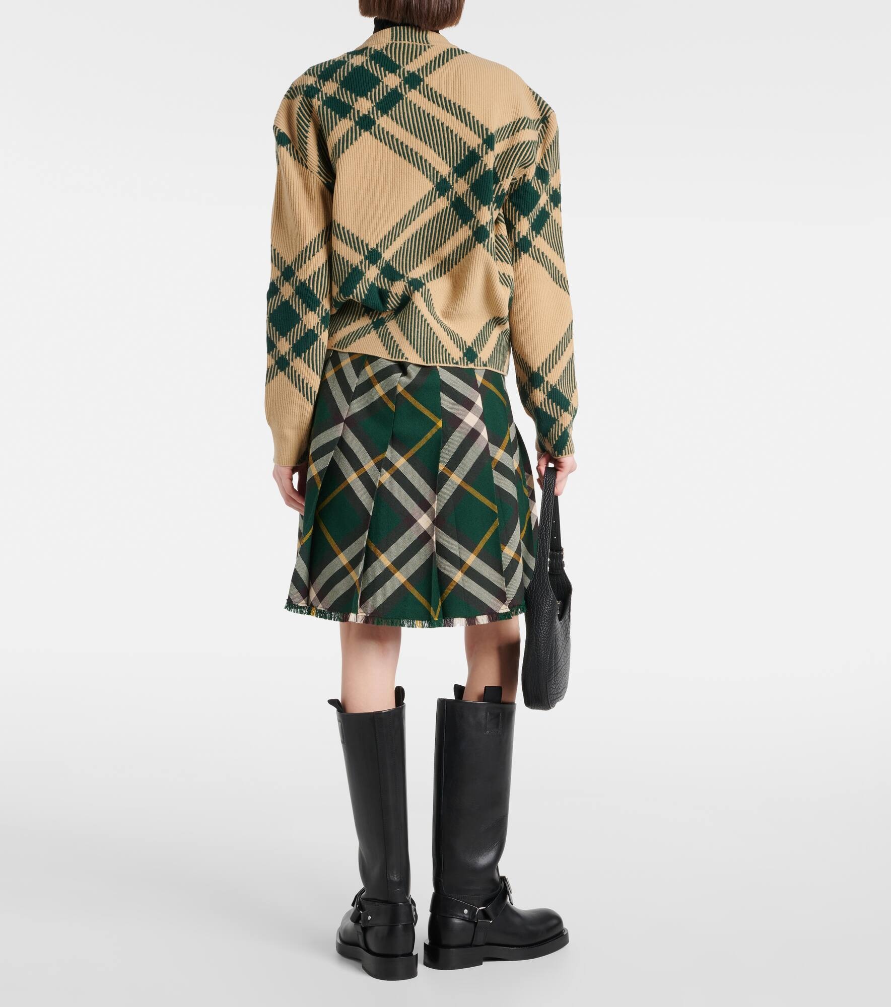 Burberry Check wool-blend cardigan - 3