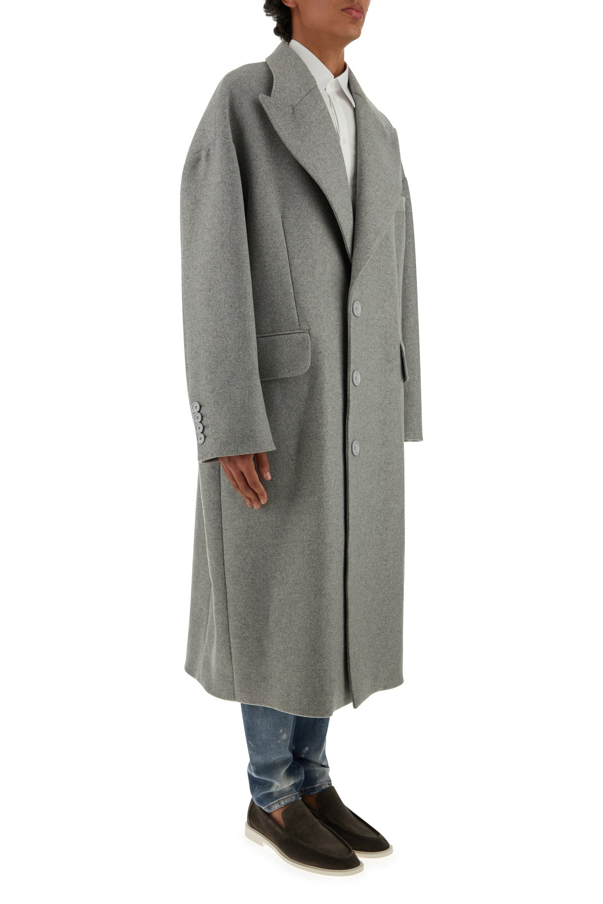 Grey wool blend coat - 3
