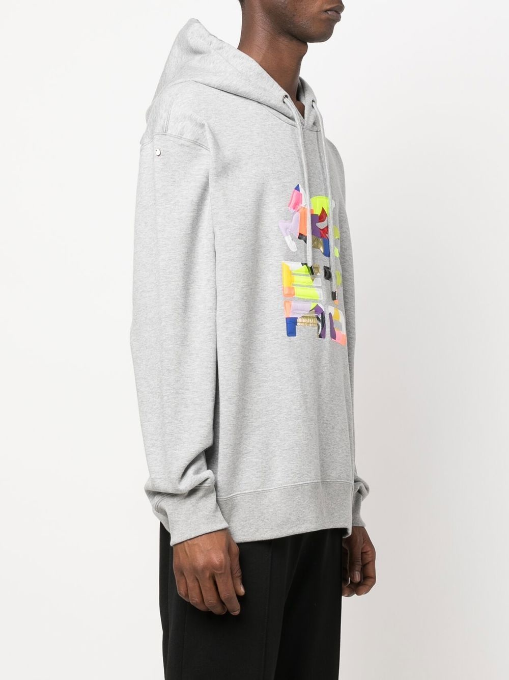 patchwork logo-print rib-trimmed hoodie - 3