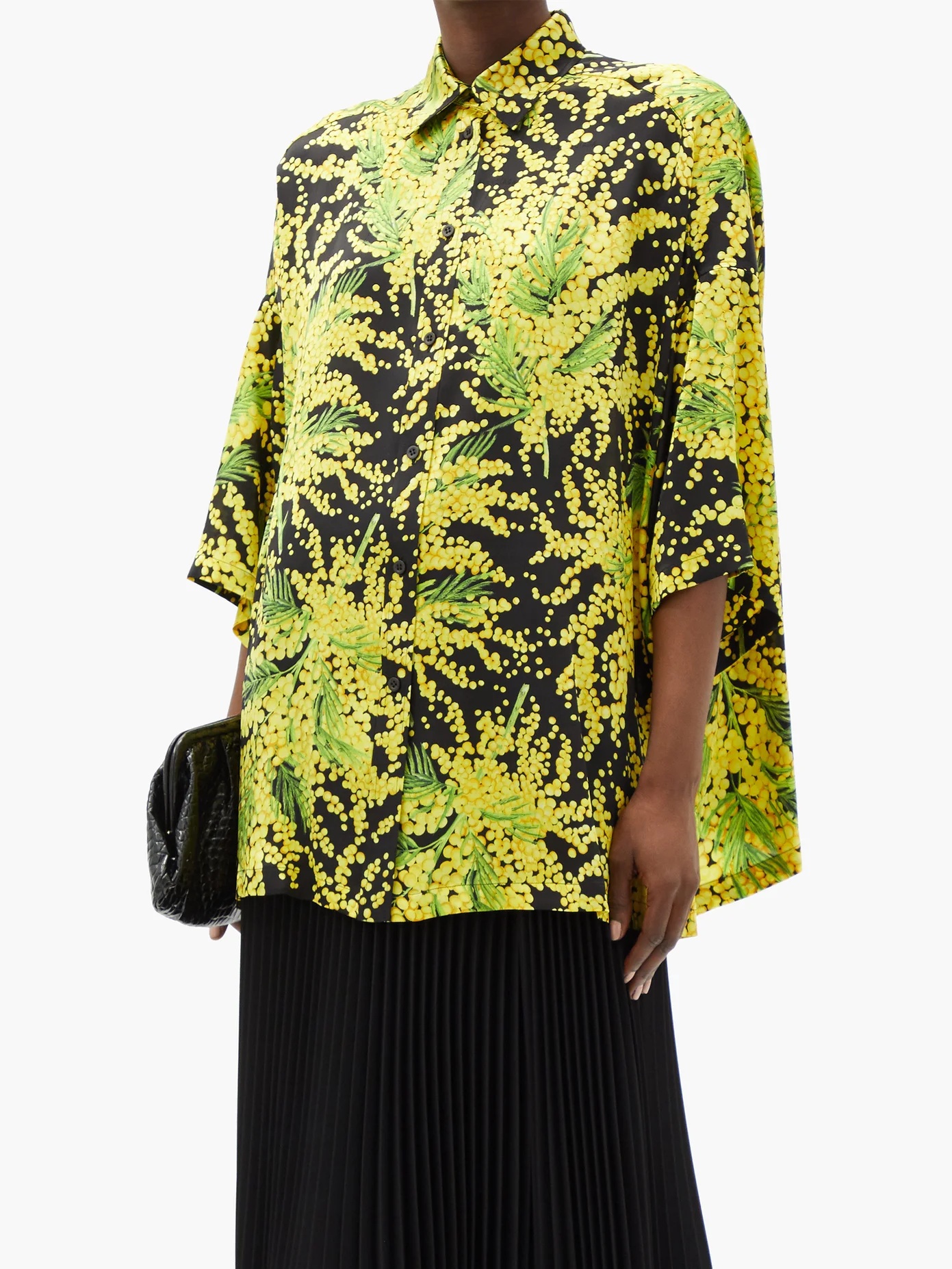 Floral-print oversized silk-faille shirt - 6