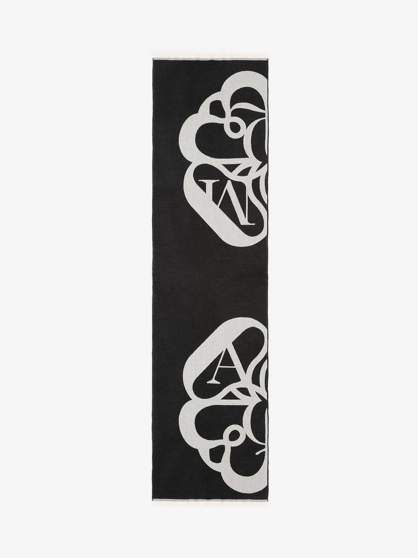 Women's Oversized Seal Logo Scarf in Black/ivory - 1