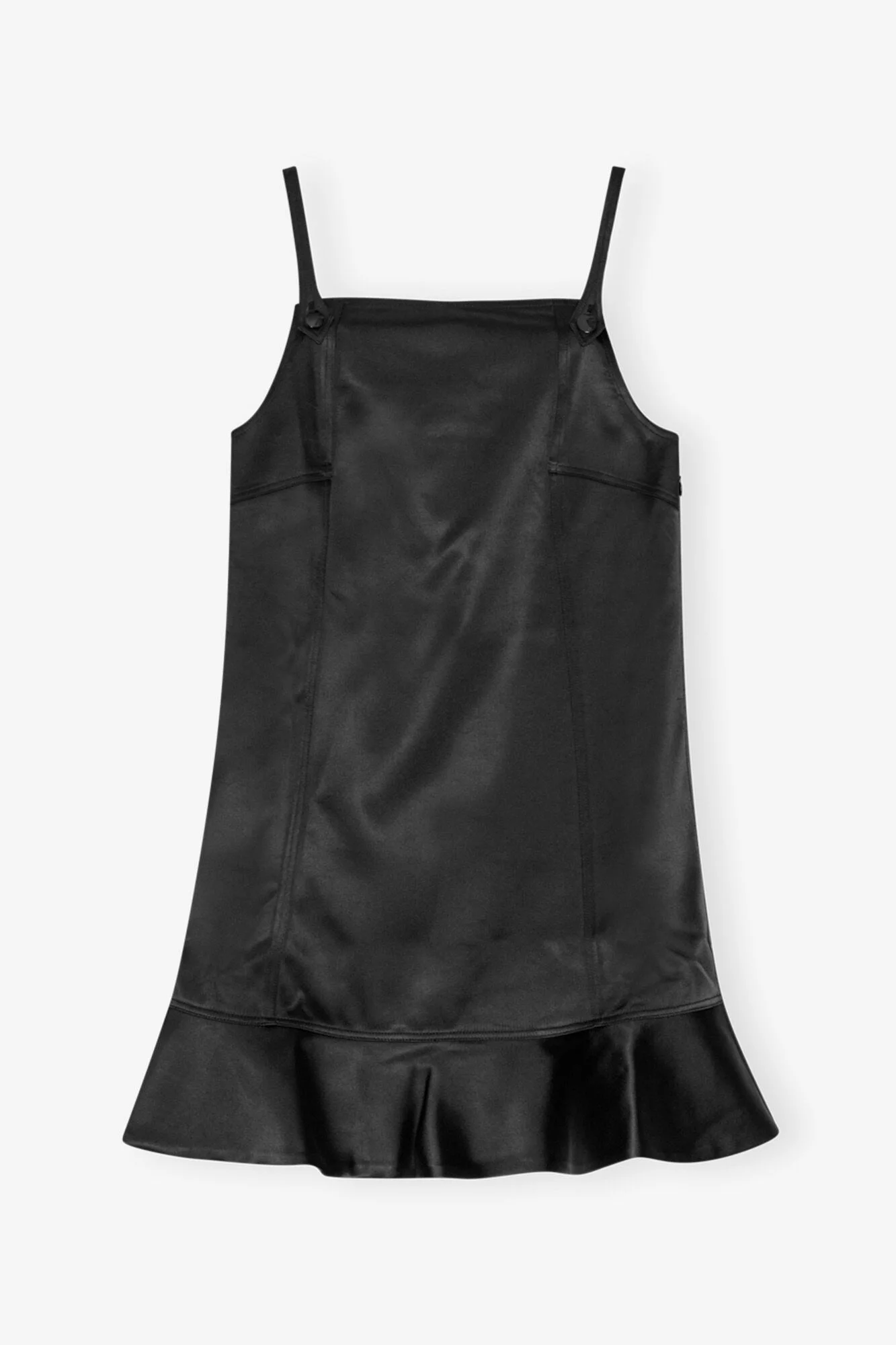 BLACK DUCHESSE SATIN MINI DRESS - 1