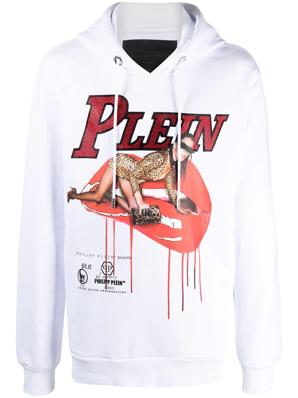 graphic-print rib-trimmed hoodie - 1