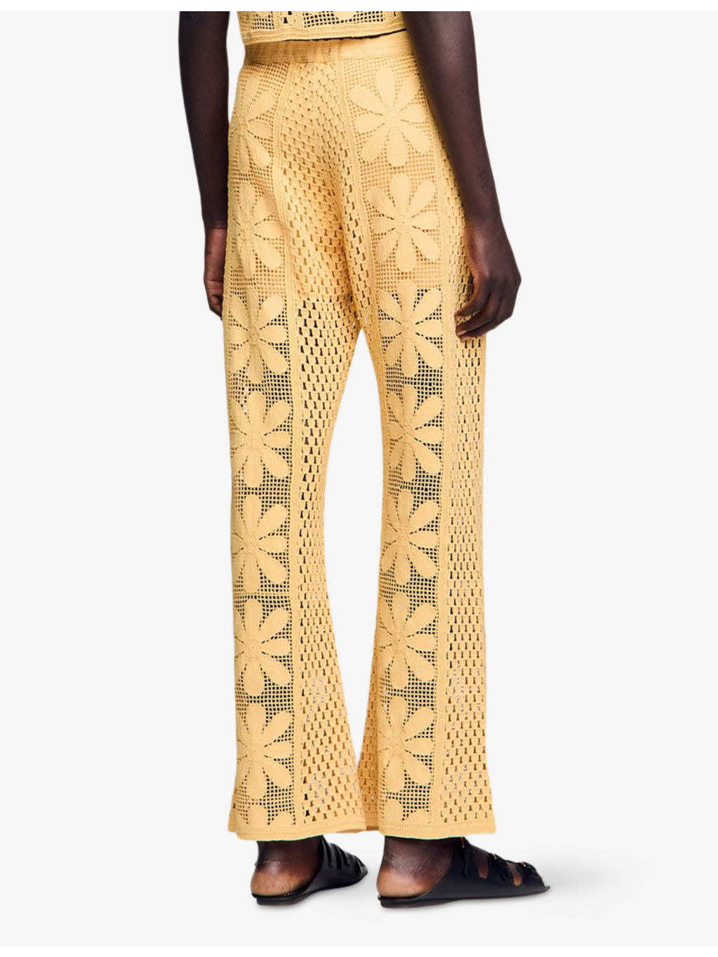 Floral-Pattern Crochet Knitted Trousers - 4