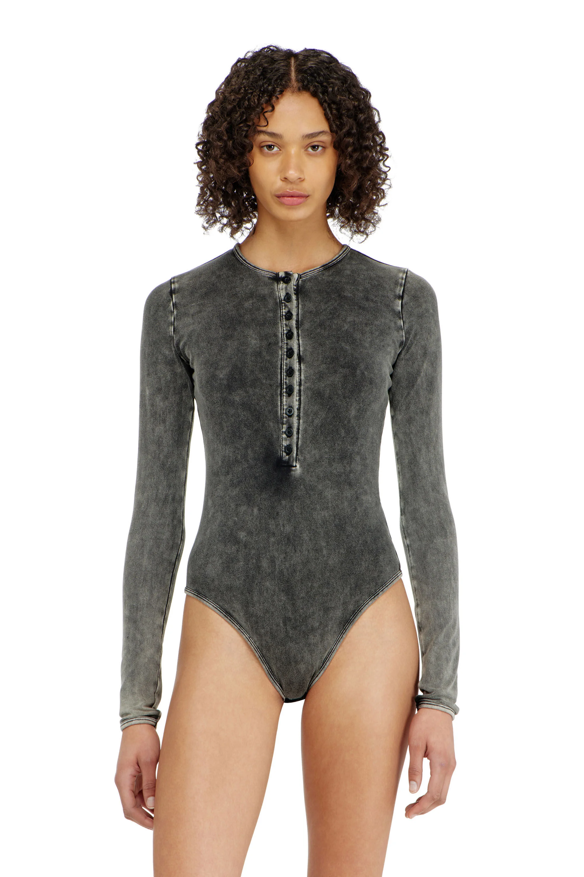 COTTON BODYSUIT WITH BUTTONED FRONT - 1