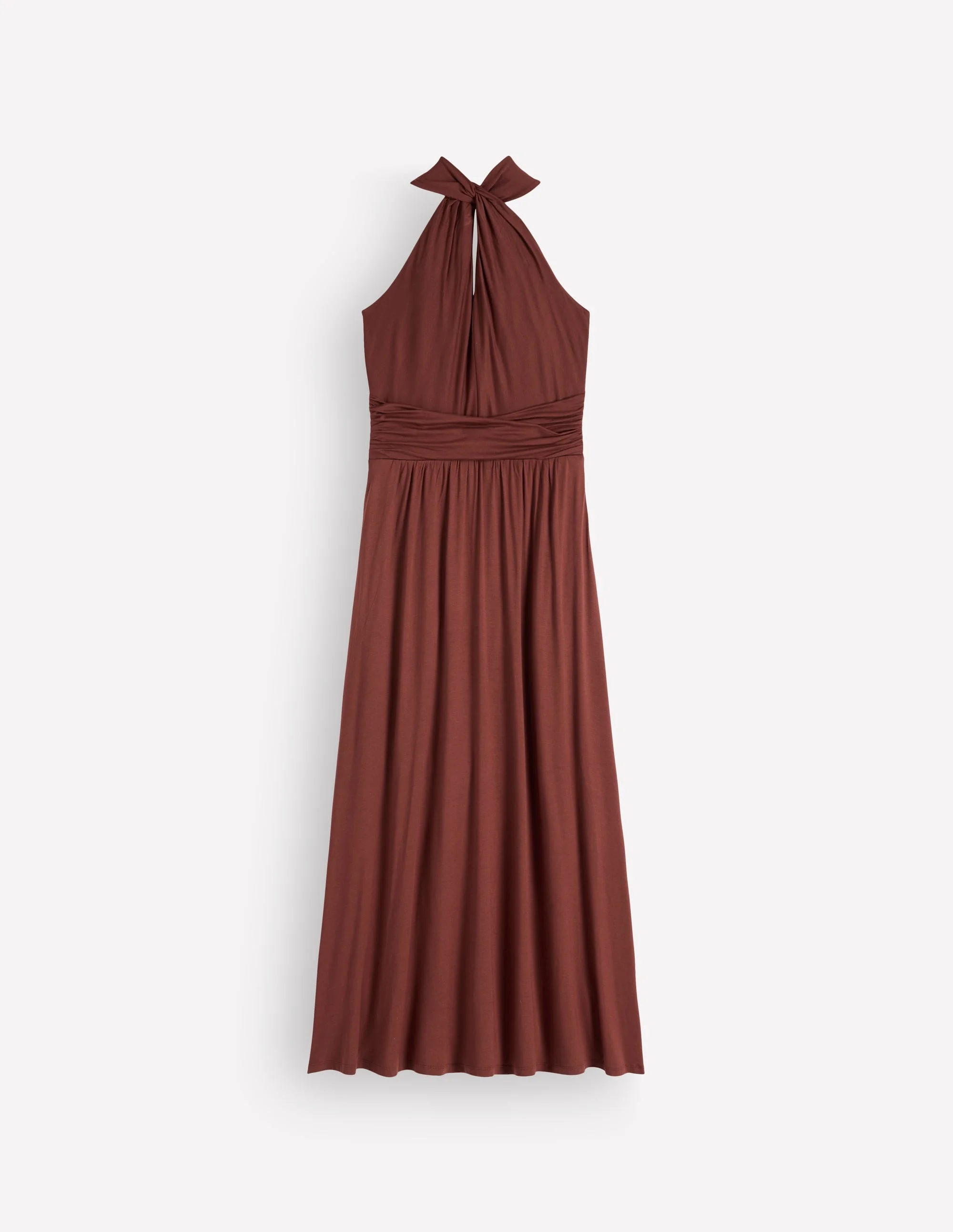 Sydney Twist Neck Jersey Dress-Roasted Brown - 1