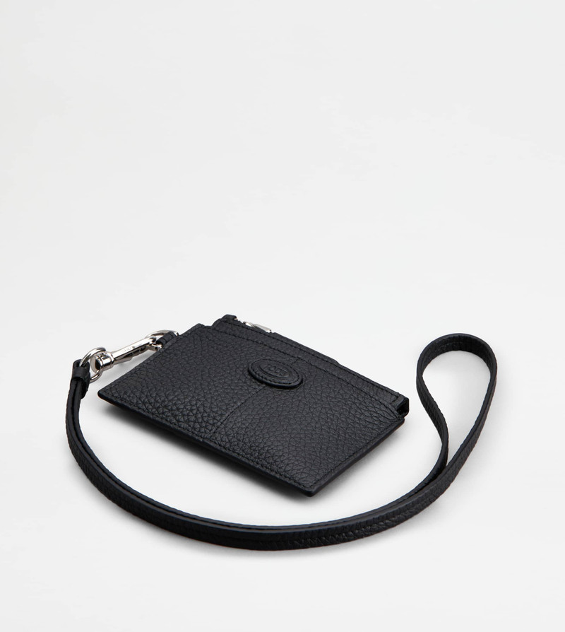 NECK CARD HOLDER IN LEATHER - BLACK 3