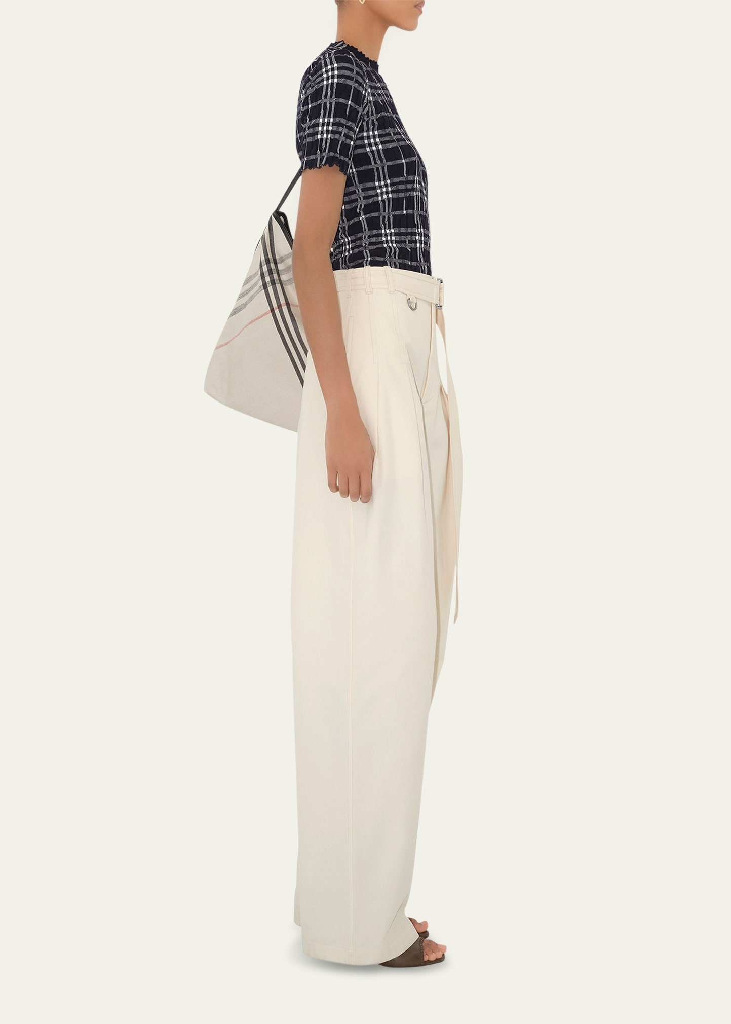 Check Short-Sleeve Crinkle Top - 4