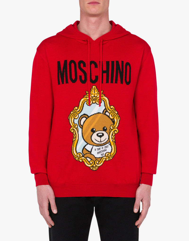 Moschino MIRROR TEDDY BEAR HOODED PULLOVER outlook