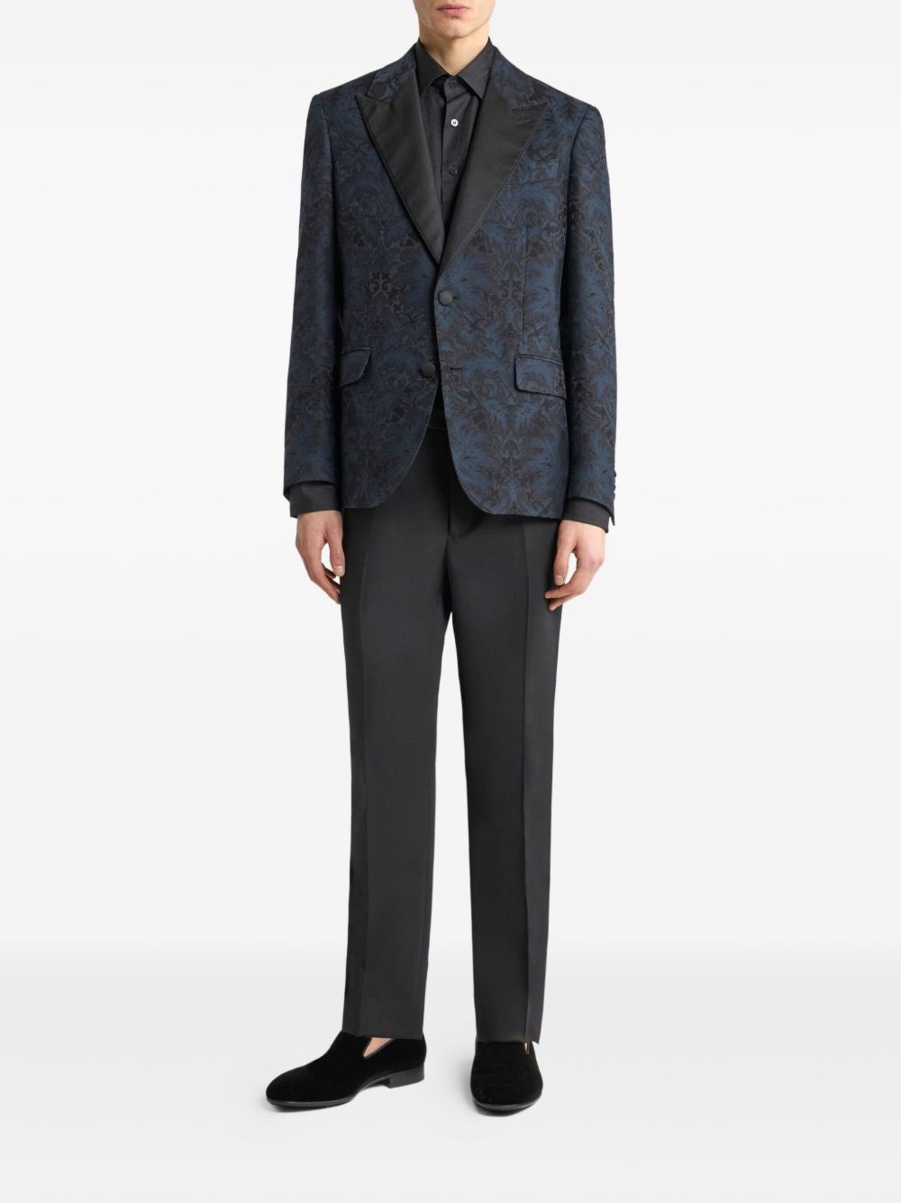 floral-jacquard blazer - 2