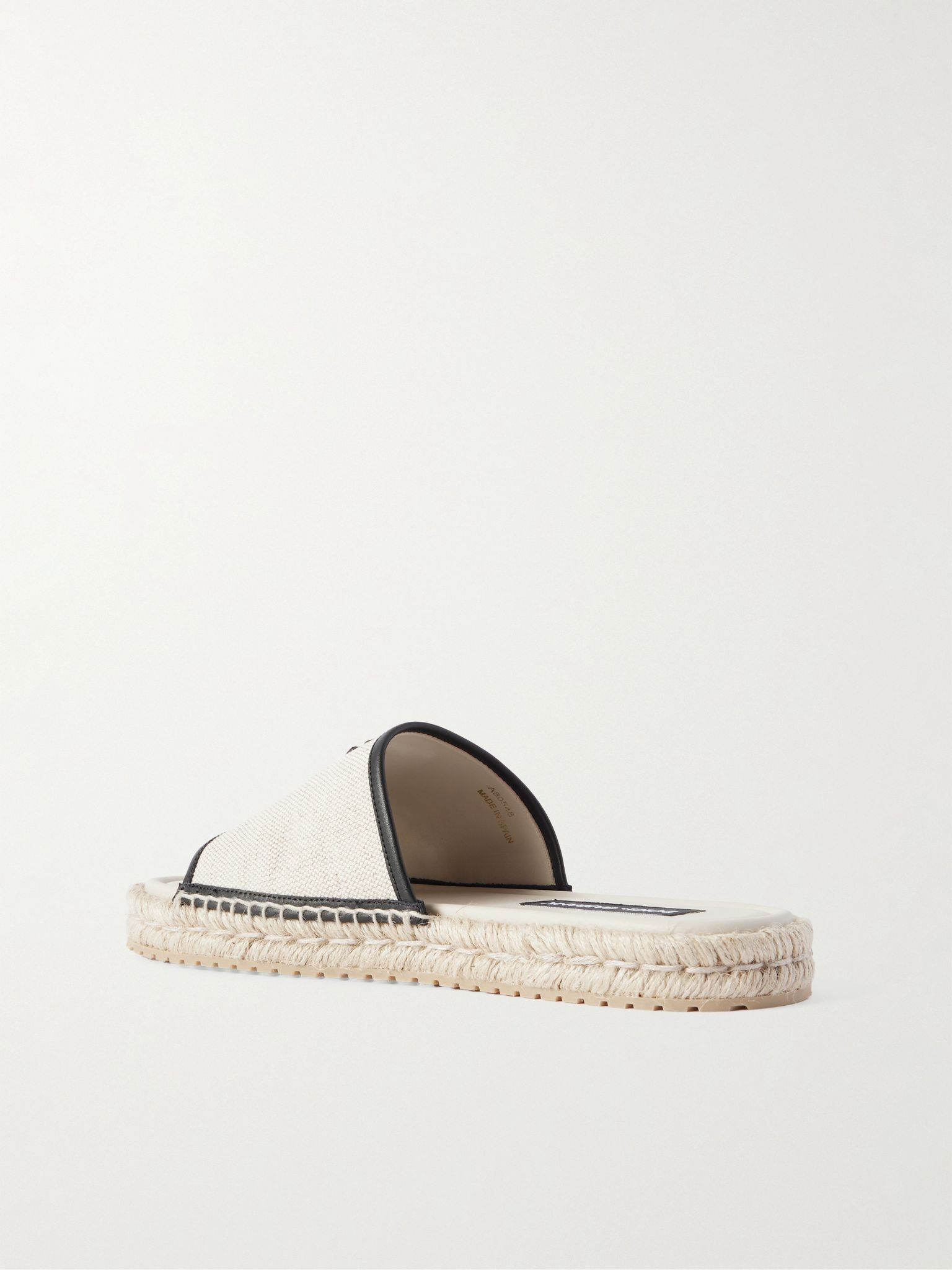 Logo-Embroidered Canvas and Leather Espadrille Slides Off-white - 4