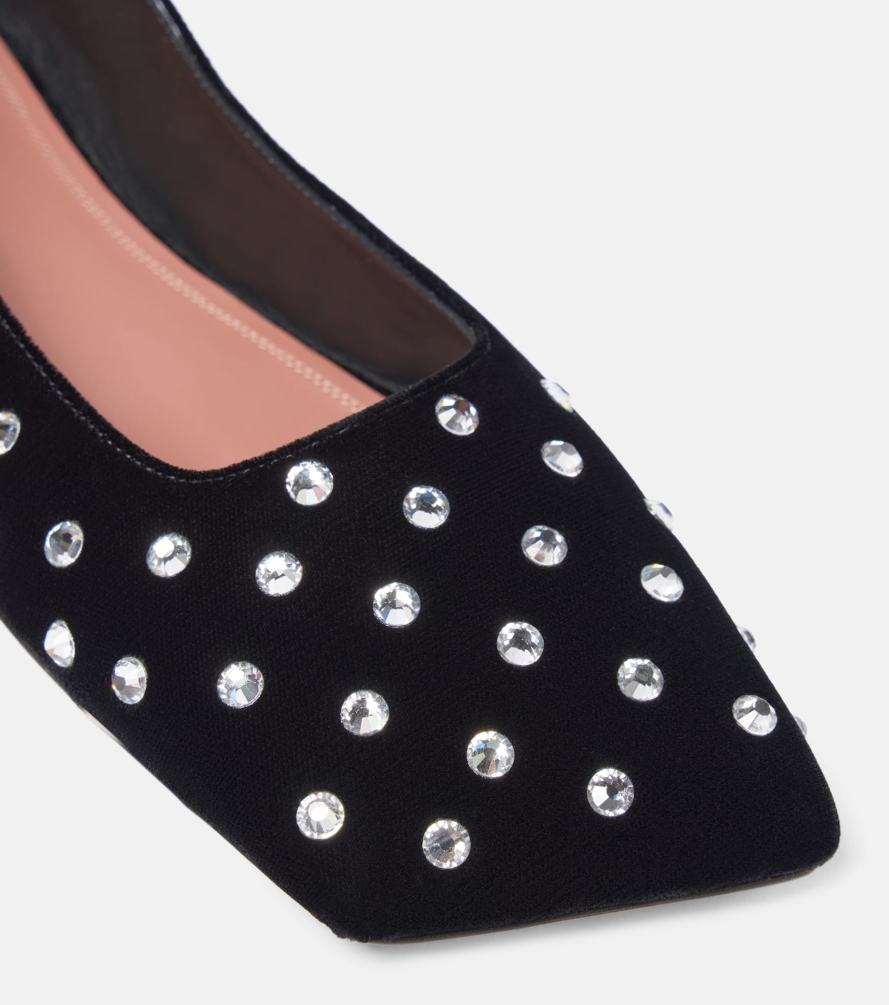 Ane Crystal lace-up velvet ballet flats - 5