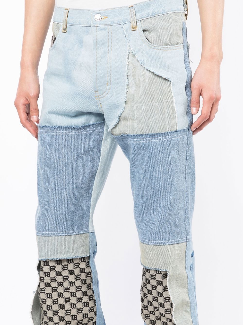 upcycled monogram-patchwork jeans - 5