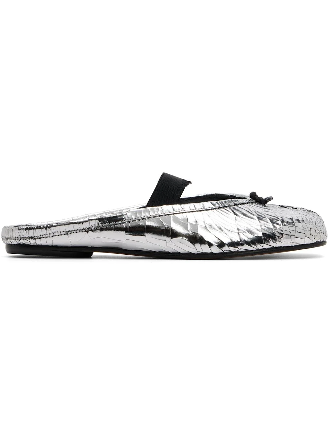 Silver Tabi Elastic Band Mule Slip-on Ballerina Flats - 1