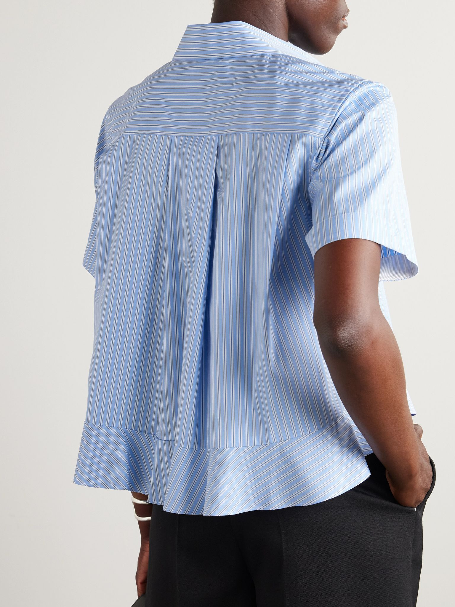 Cropped poplin shirt Light blue - 3