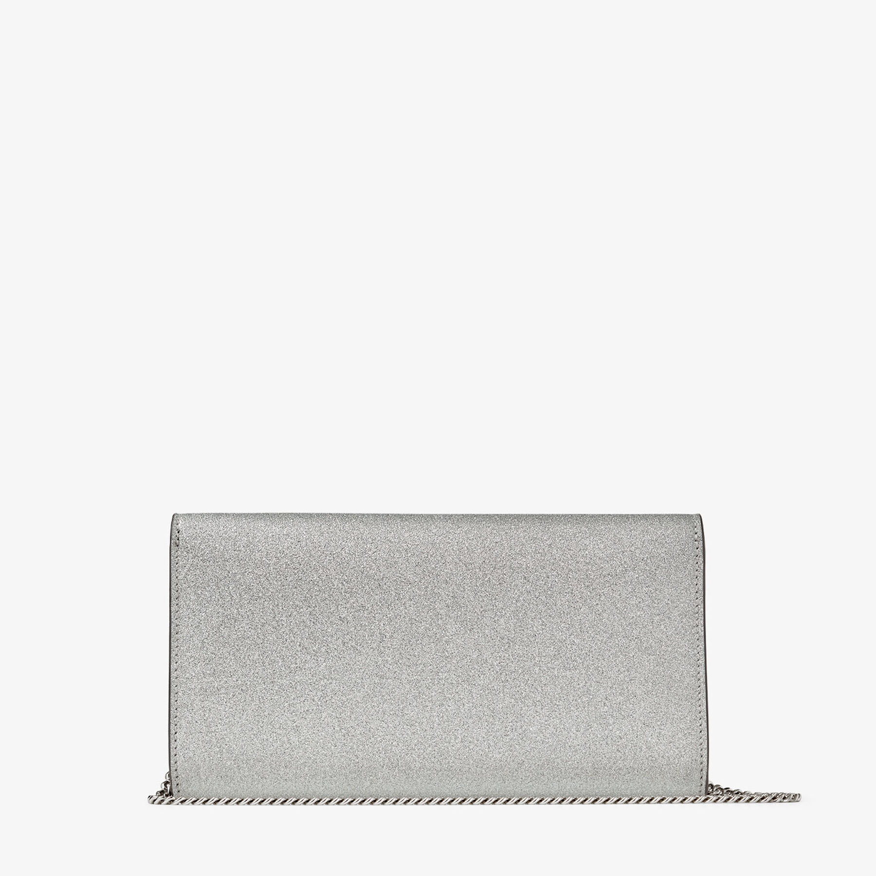 Emmie
Silver Fine Glitter Leather Clutch Bag - 6
