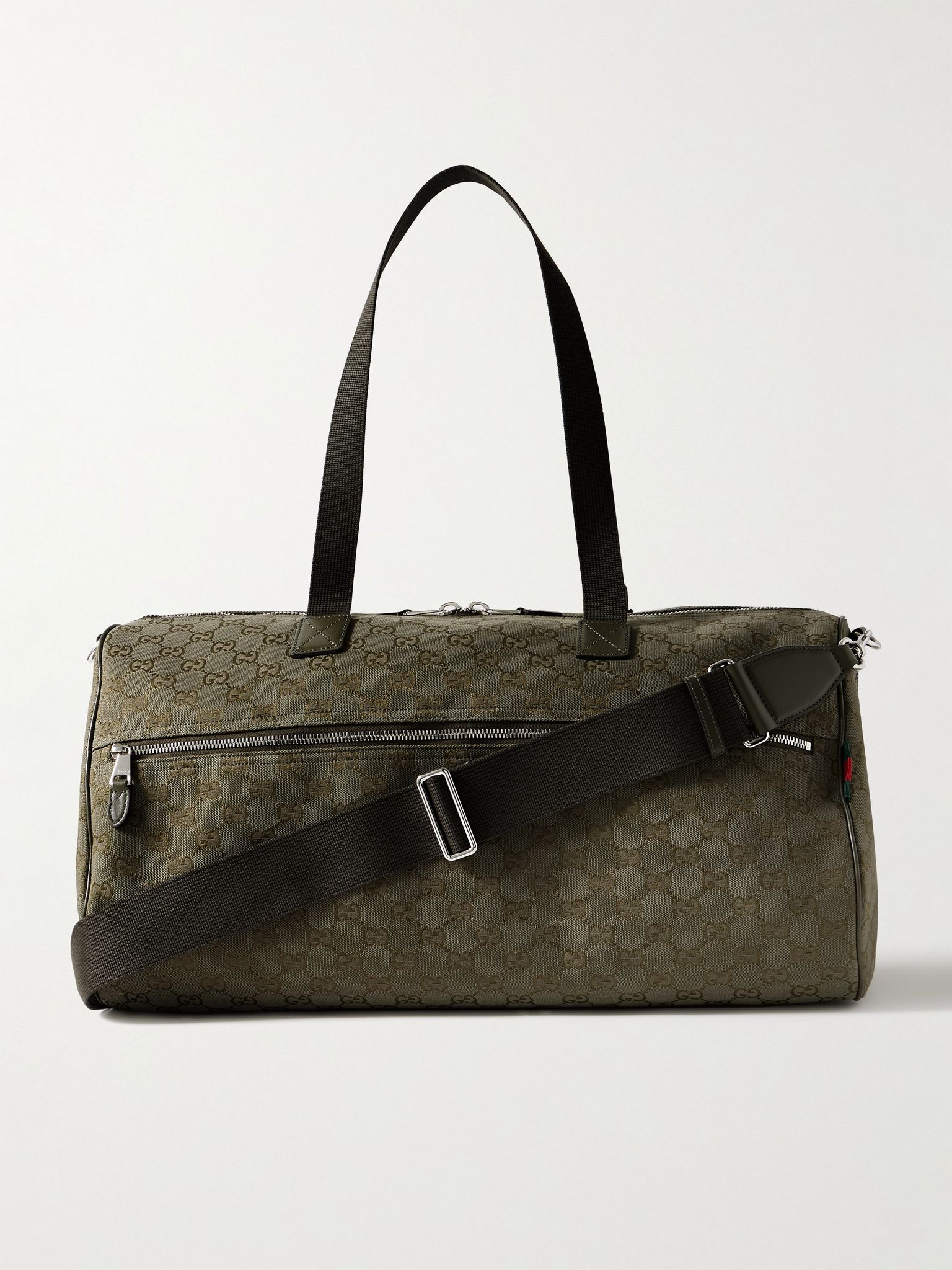 Neo Leather-Trimmed Monogrammed Canvas Duffle Bag Dark green - 1