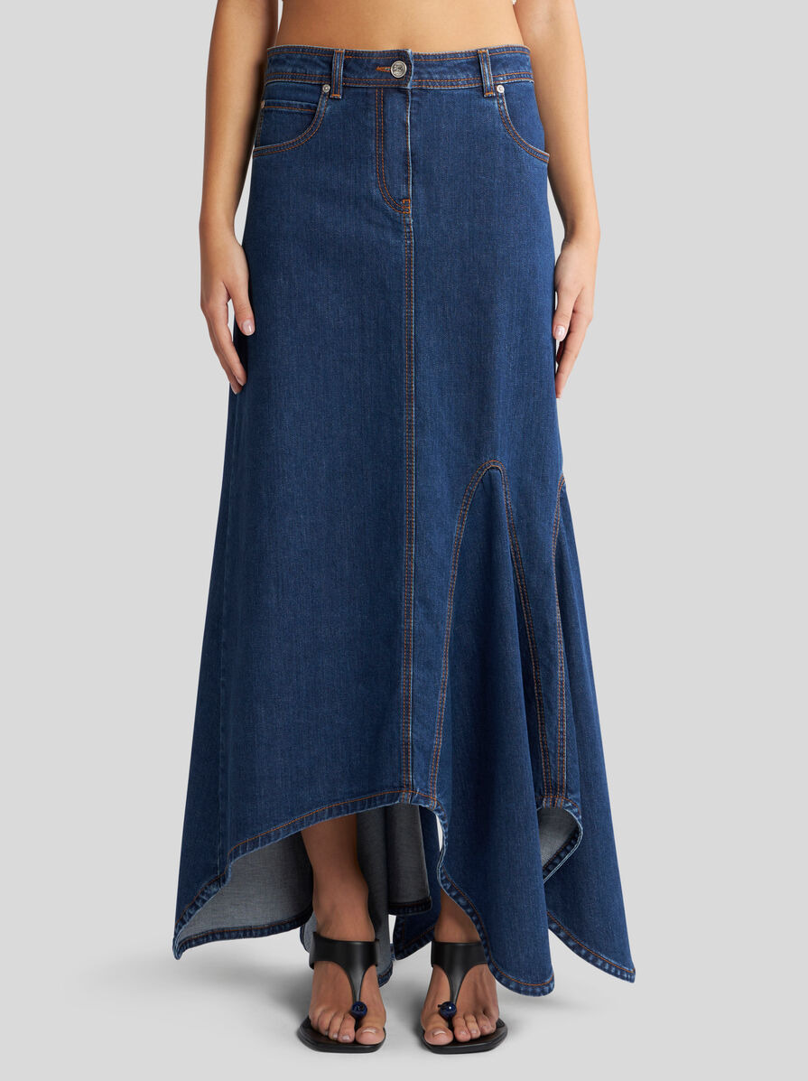 DENIM SKIRT WITH EMBROIDERED REAR LOGO - 2