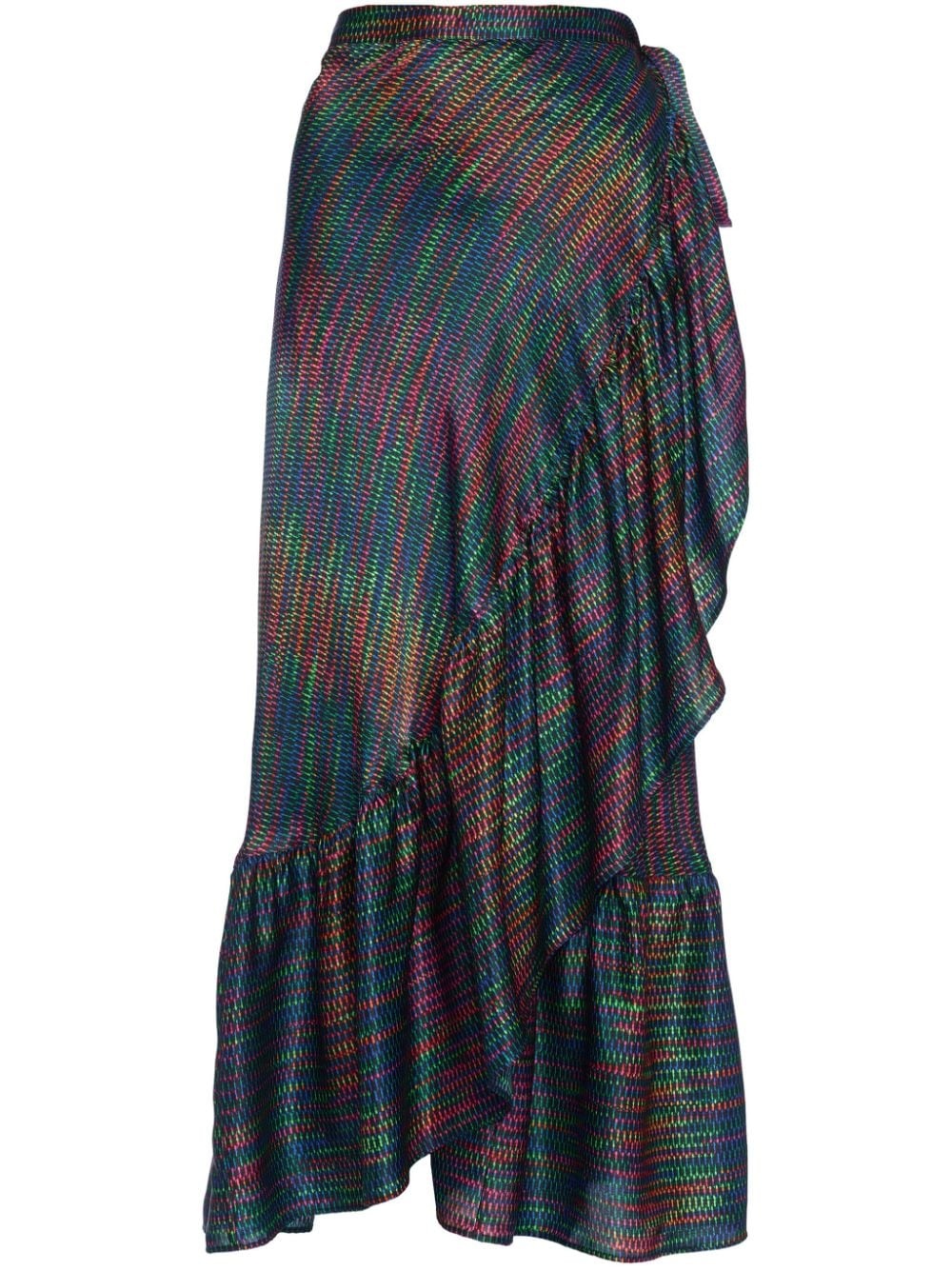 Neon silk draped skirt - 1