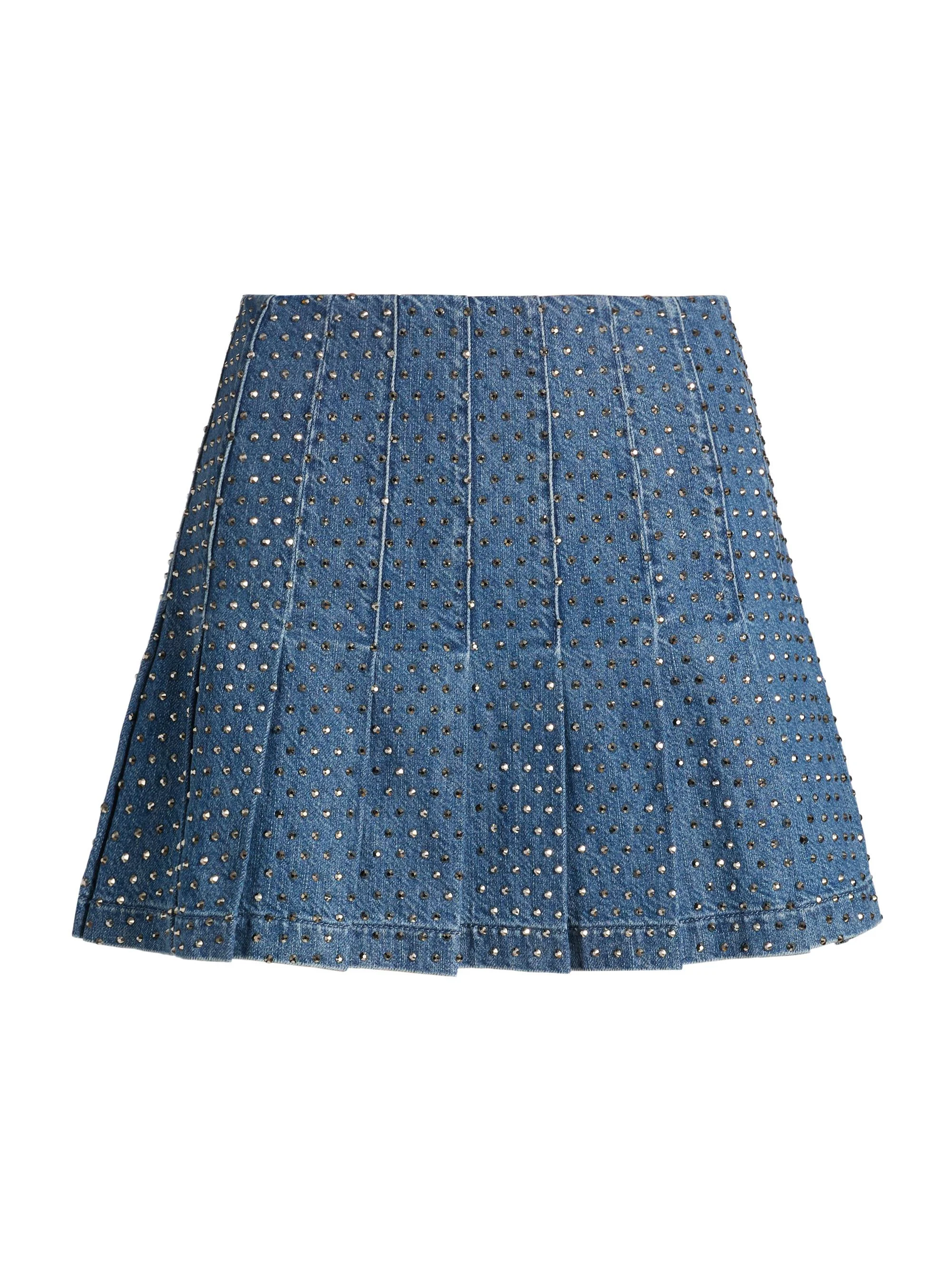 Women's Carter Embellished Pleated Miniskirt - Brooklyn Blue Hematite - 1