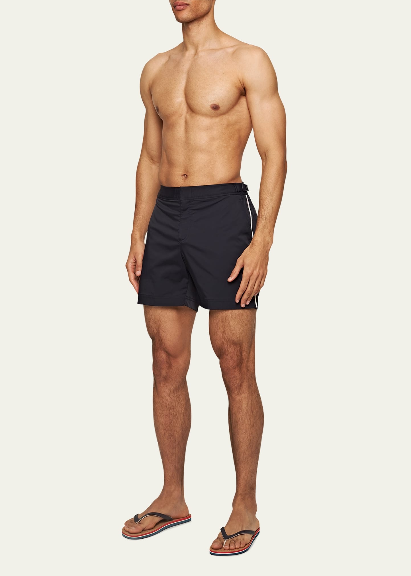 Men's Bulldog Piped Nylon Swim Shorts - 4
