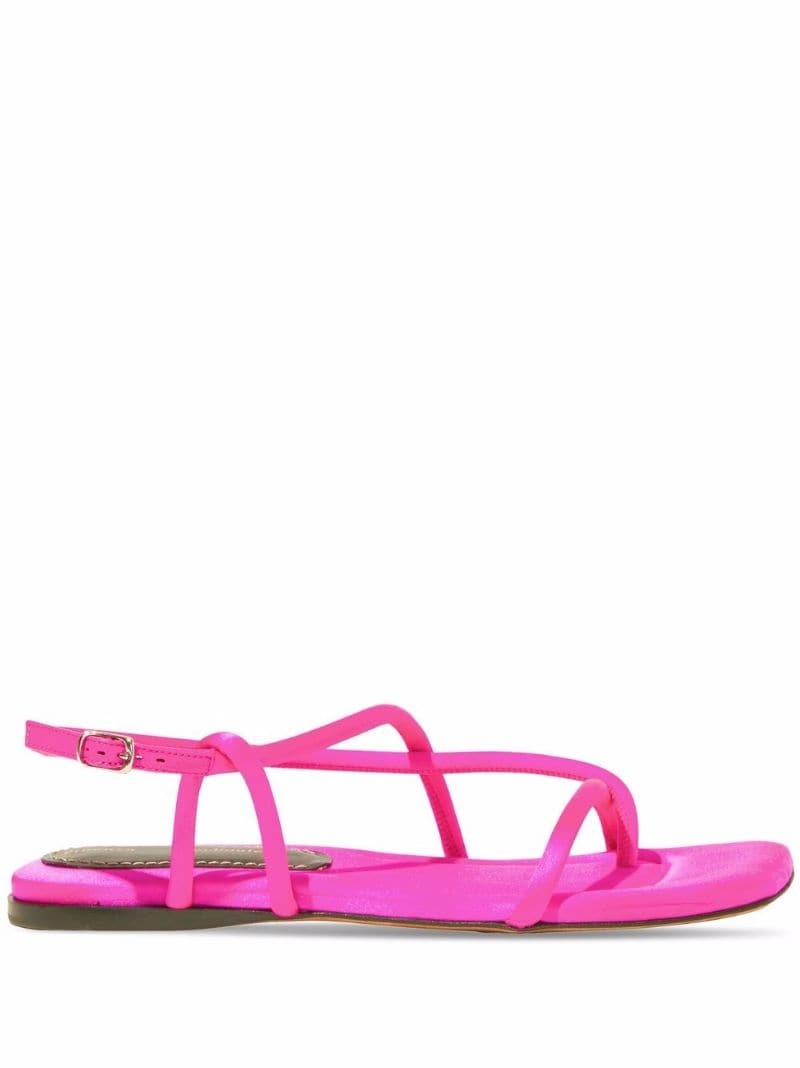 satin-effect strappy flat sandals - 1