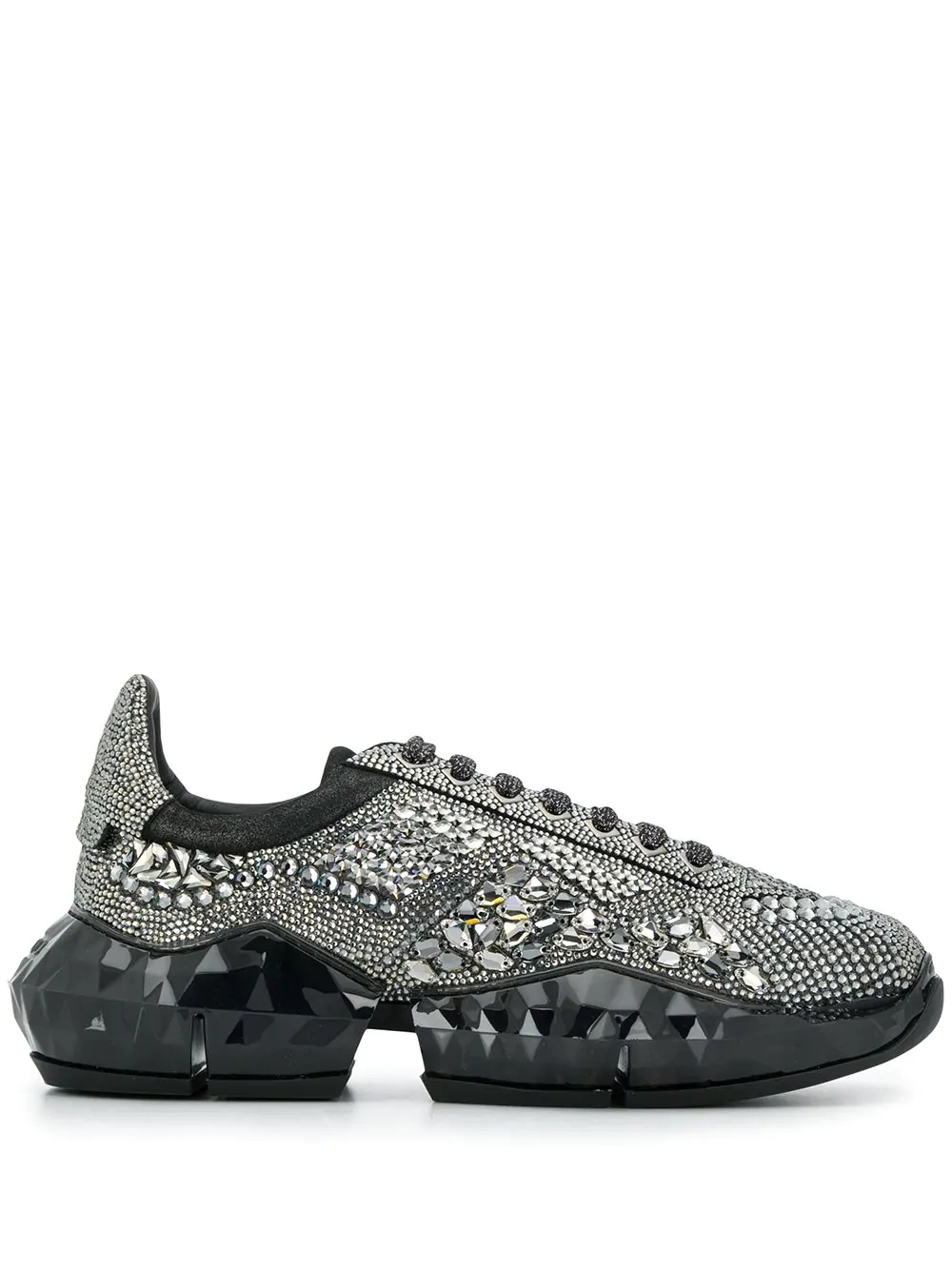 Diamond crystal-embellished low-top sneakers - 1