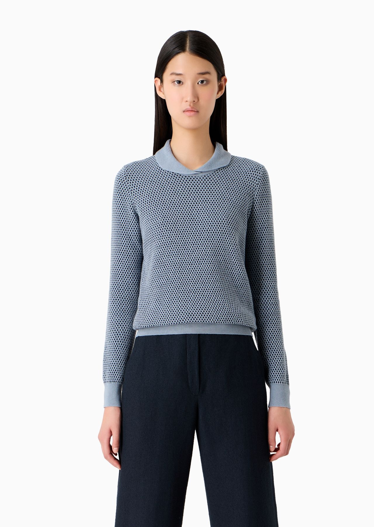 Icon two-tone jumper with a jacquard op-art motif - 2