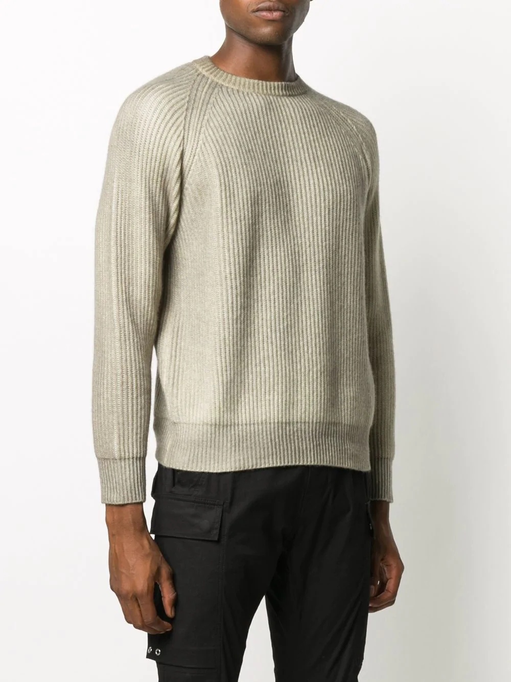 crew neck ribbed knit jumper - 3